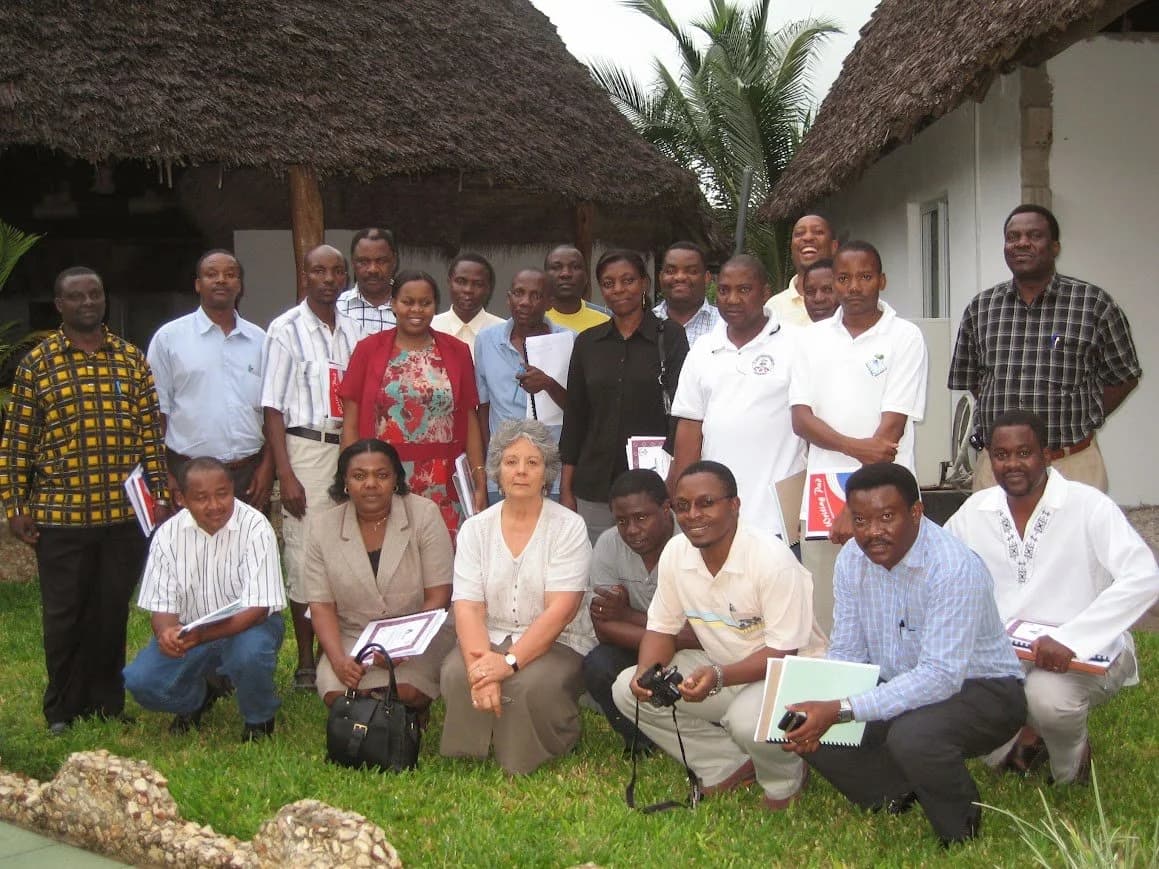 Delphine delivering training to a classroom in Tanzania